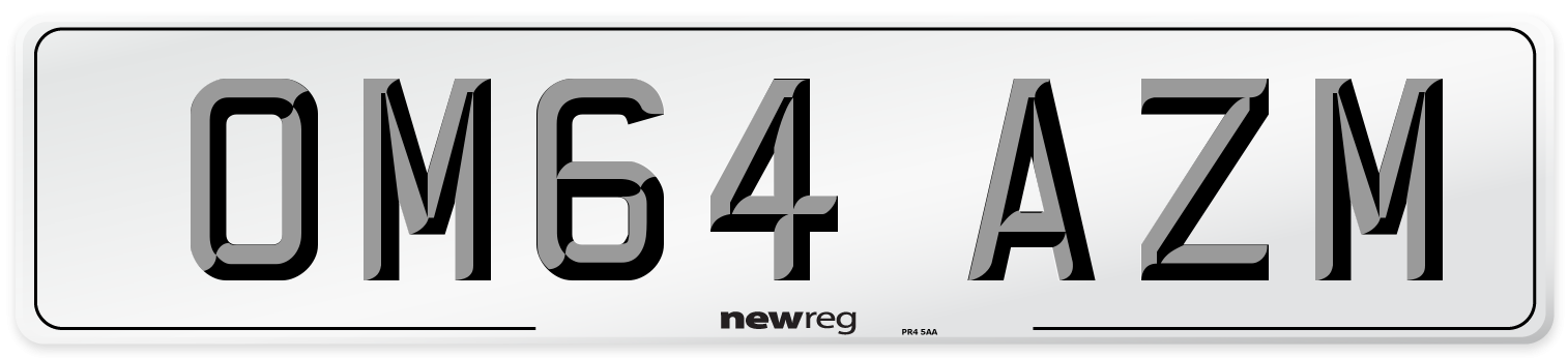 OM64 AZM Number Plate from New Reg